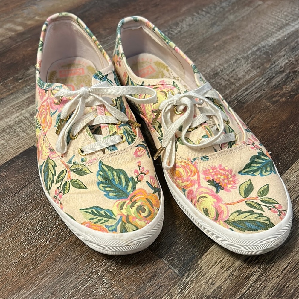 Pink floral Rifle Paper Company Keds